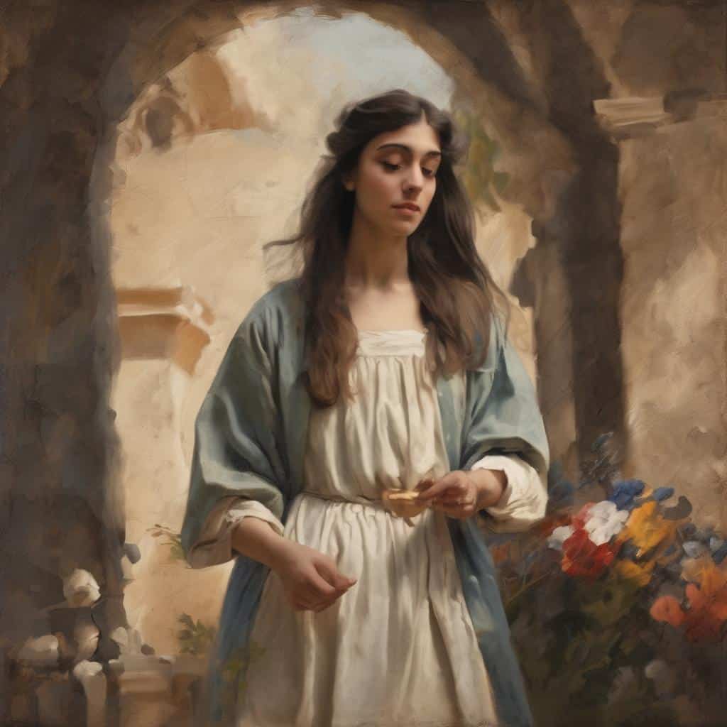 Αγία γυναίκα δημιουργία και καλλιτεχνική ανατροπή, ιστορική τέχνη και θρησκευτική απεικόνιση.